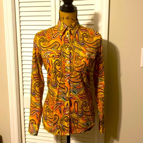 EUC Womens Lauren Ralph Lauren LS Paisley print button-up Shirt. Sz. XS Cotton. - Picture 1 of 8